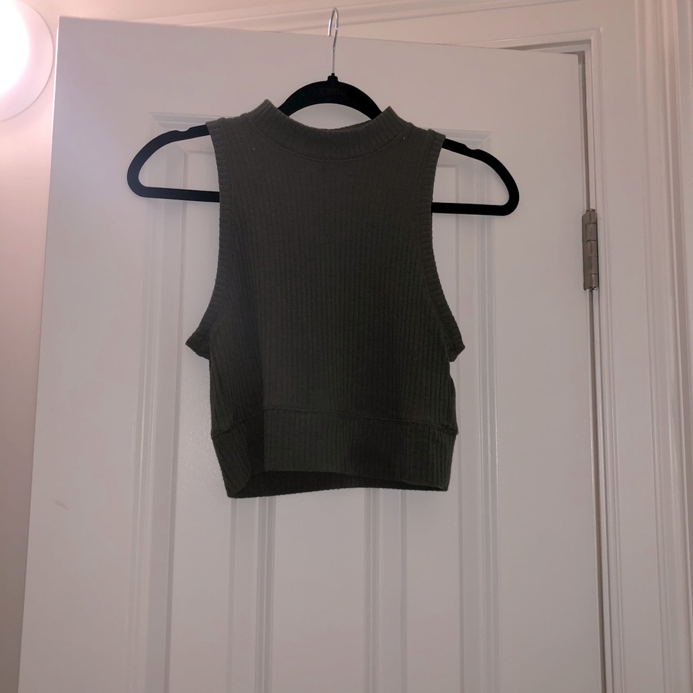 Olive Sweater Crop Top